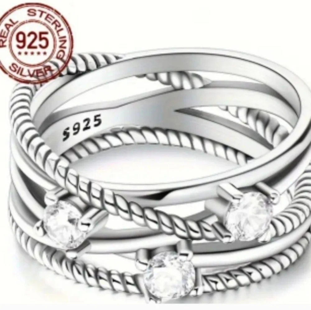 Ladies Elegant 925 sterling silver wide band ring sz 8